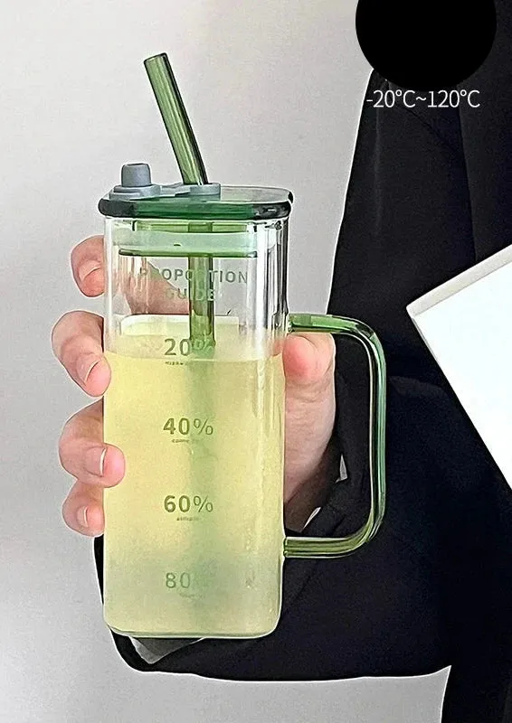 Square High Borosilicate Milk Cup with Handle