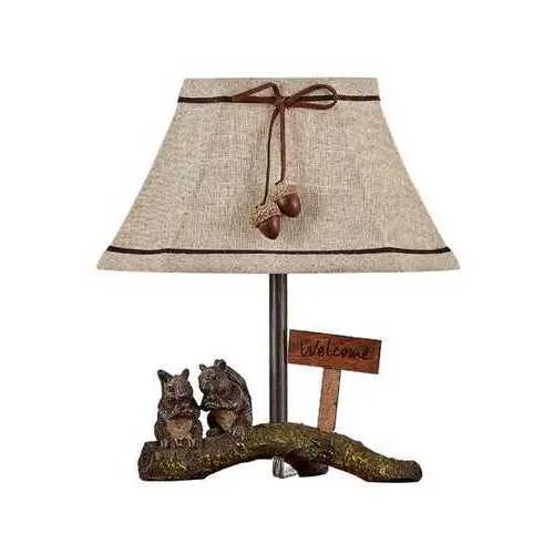 Squirrel Buddies Accent Lamp with Natural Shade