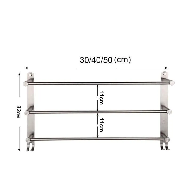 Stainless Steel Towel Rack with Hooks Wall Mounted