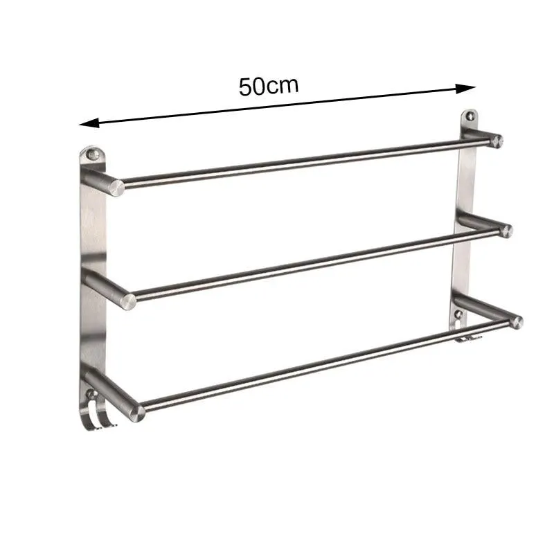 Stainless Steel Towel Rack with Hooks Wall Mounted