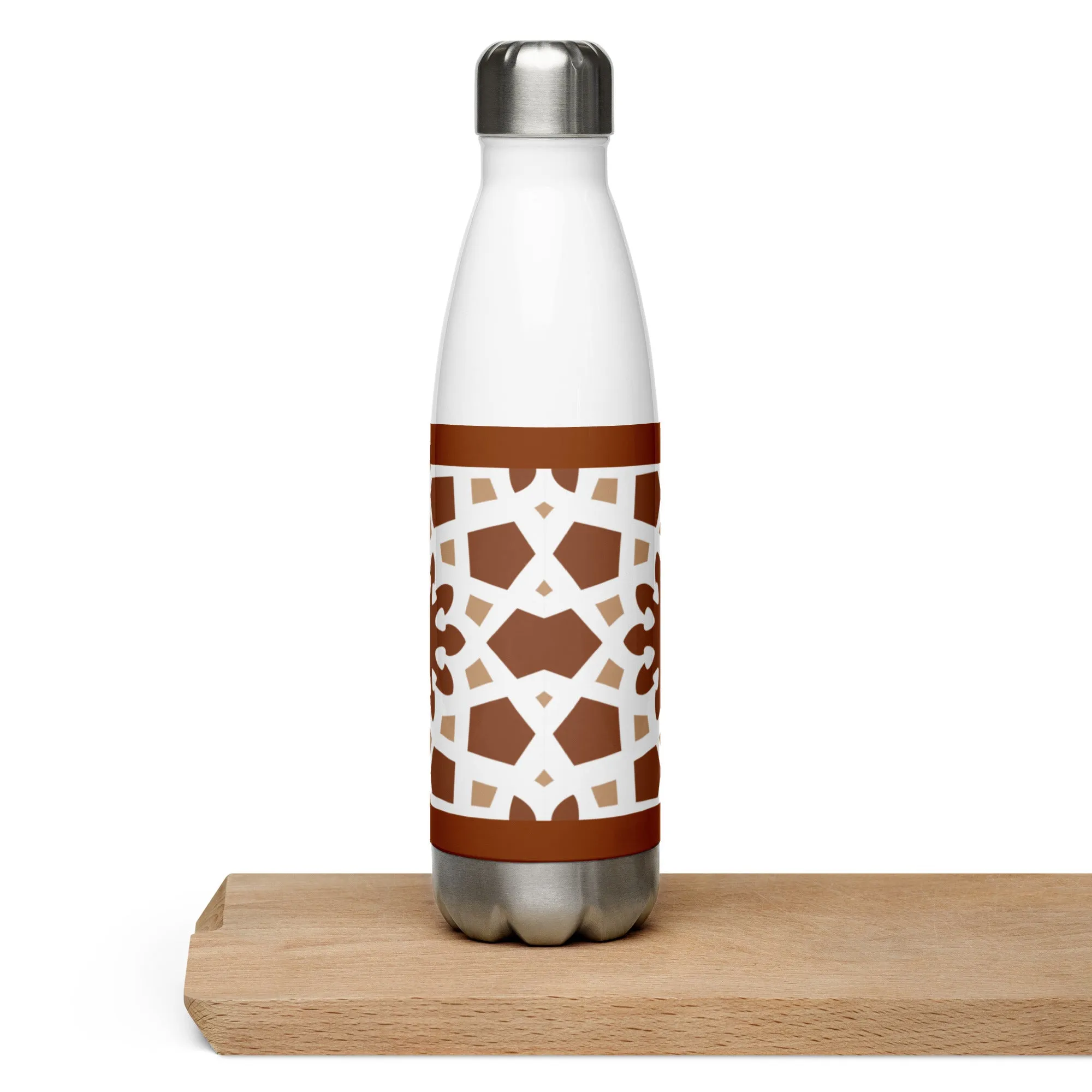 Stainless Steel Water Bottle - Arabesque Boho Chocolate