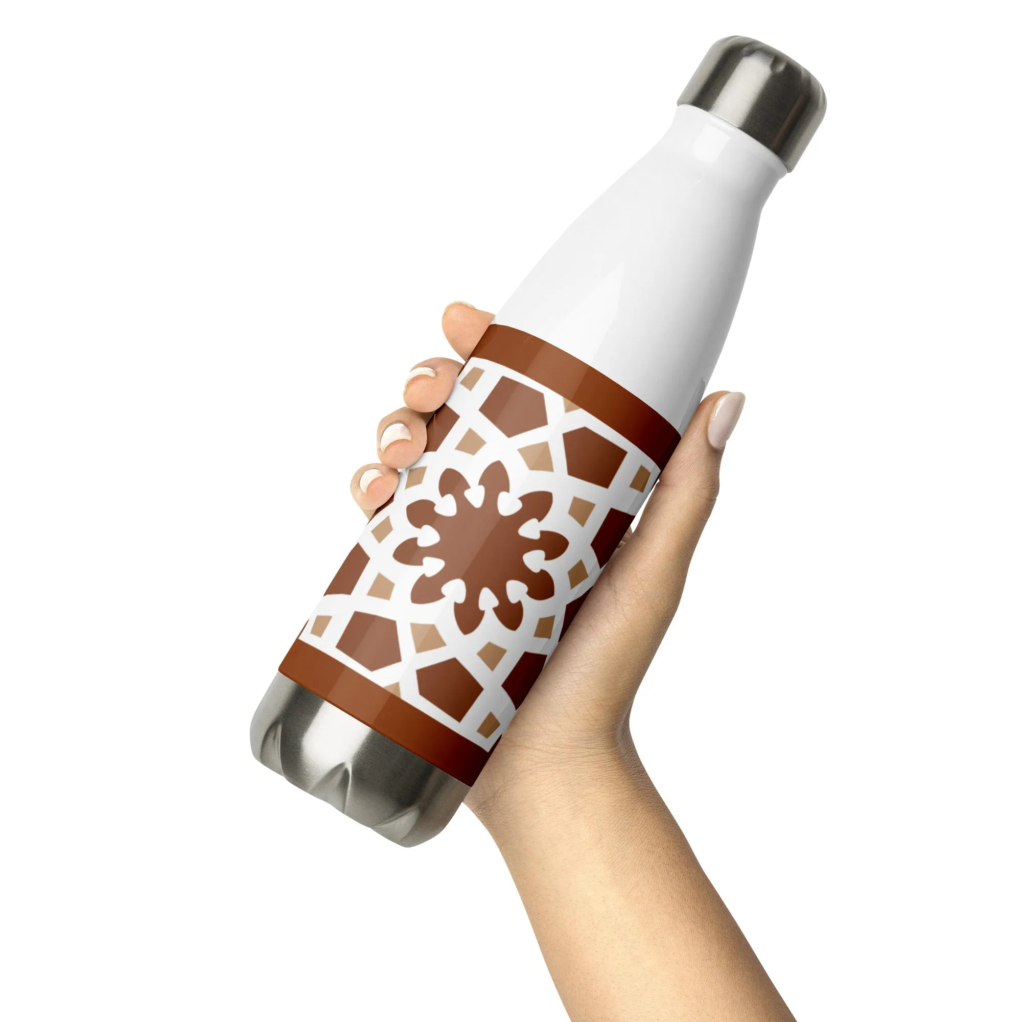 Stainless Steel Water Bottle - Arabesque Boho Chocolate