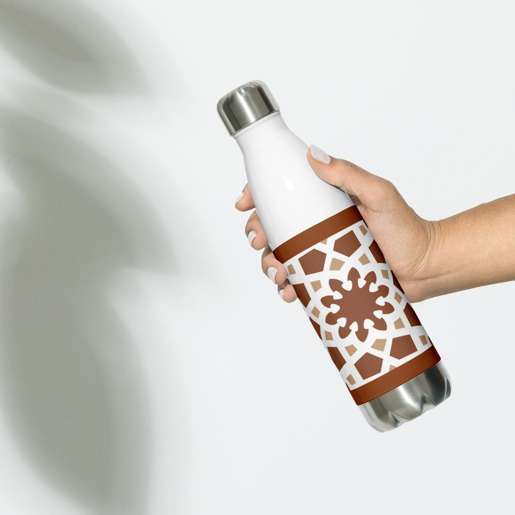 Stainless Steel Water Bottle - Arabesque Boho Chocolate