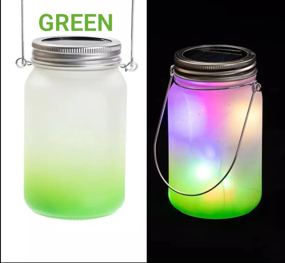 Sublimation Mason Jar Lantern with Solar Powered lid and Hemp Handle