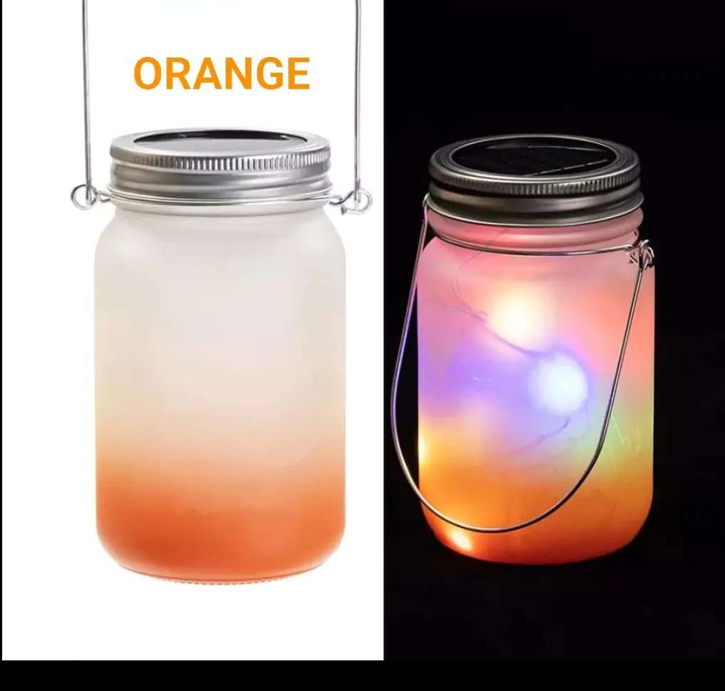 Sublimation Mason Jar Lantern with Solar Powered lid and Hemp Handle