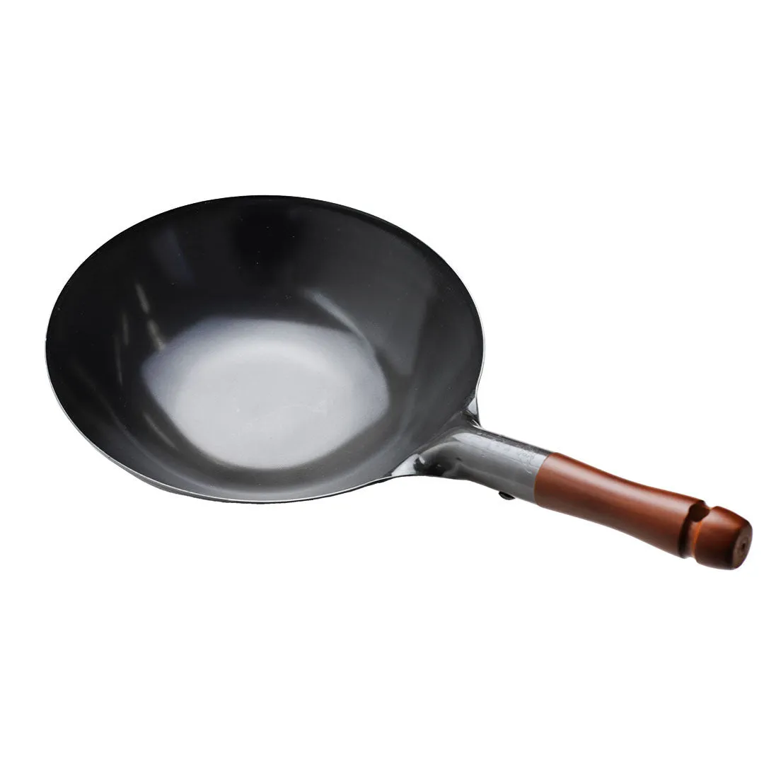 Summit Iron Beijing Wok Stir Fry Pan with Wooden Handle 11.8" dia