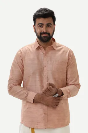 Swaraj - Biscuit Orange Silk Shirts For Men | Uathayam