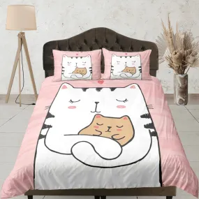 Sweet Cat and Kitten Cute Bedding, Toddler Bedding, Kids Duvet Cover Set, Baby Bedding, Baby Shower Doona Cover up to California King Size