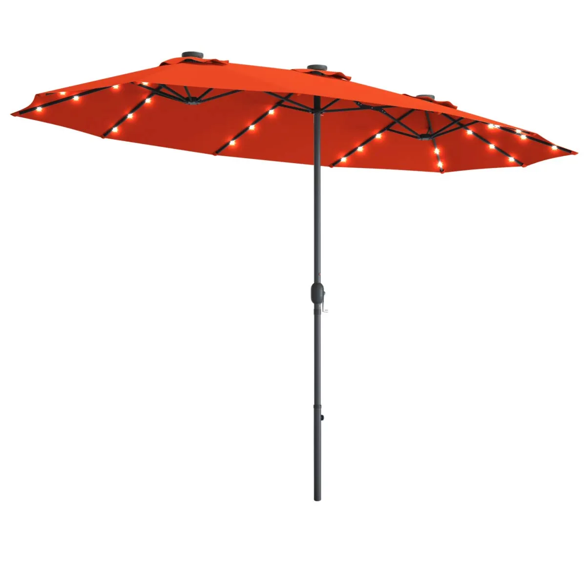 Tangkula 15 Ft Solar LED Patio Double-Sided Umbrella