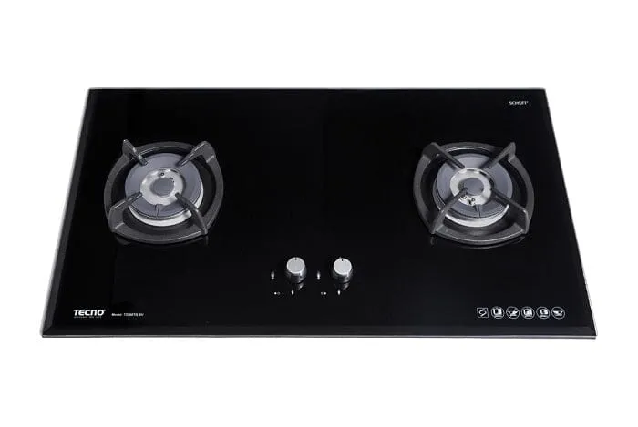 Tecno Uno T 2288 TGSV Toughened Glass Hob (SCHOTT)  88cm, V.V.S, INFERNO*  2 Burner (2x Big)