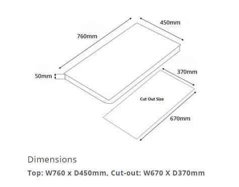 Tecno Uno UG 2076 TRSV Toughened Glass Hob Black 76cm