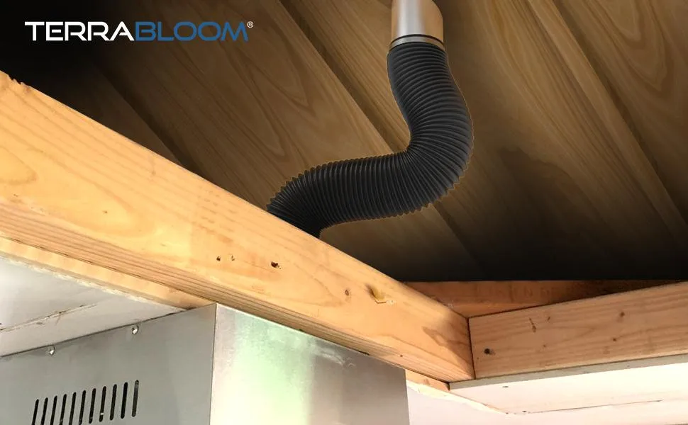 TerraBloom 8" Air Duct - 25 FT Long, Black Flexible Ducting with 2 Clamps