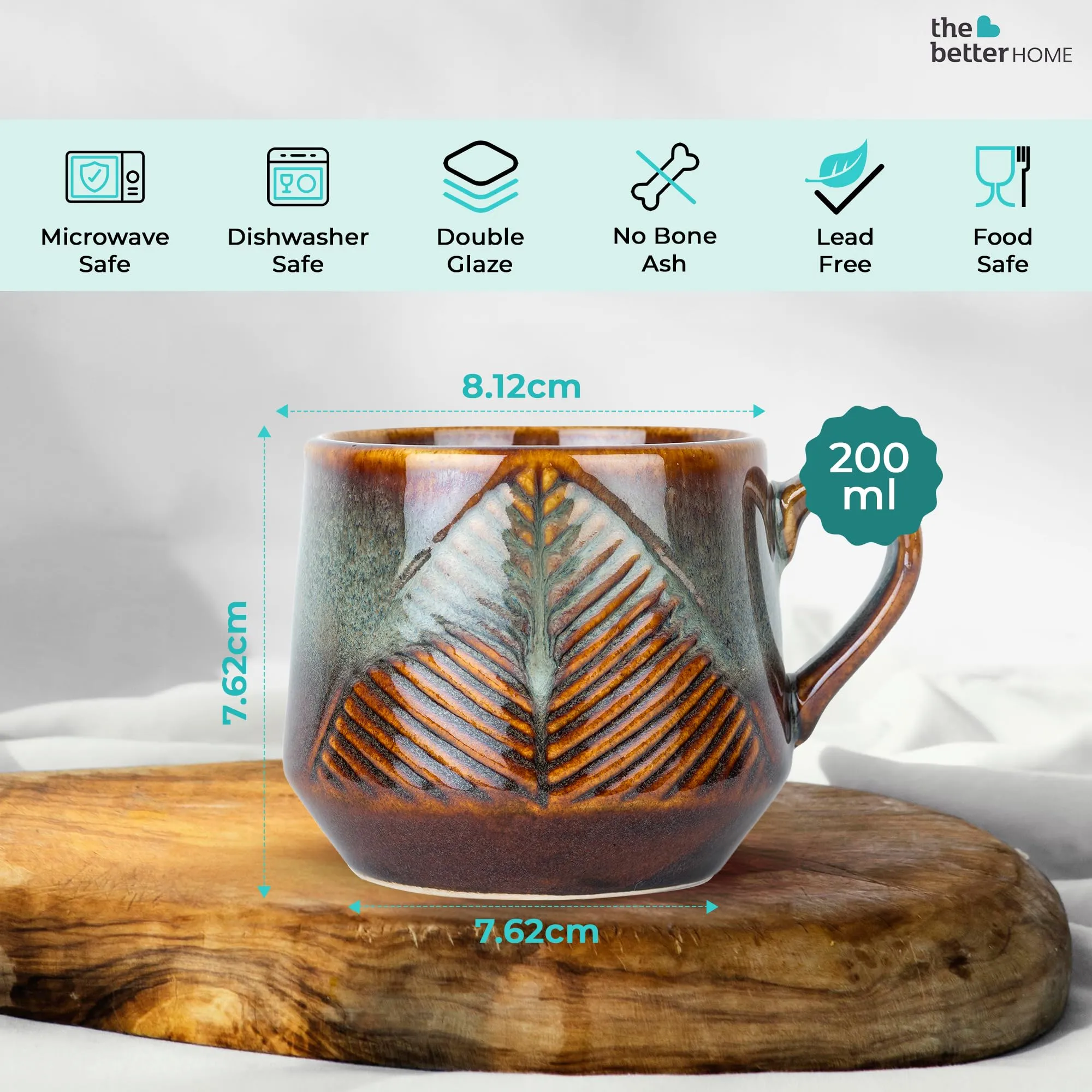 The Better Home Ceramic Tea Coffee Cup with Handles (320 ml x 12) | Microwave Safe | Scratch Resistant | Stain Proof | Glossy Finish | Gifting Set | (Pack of 12- Multicolour)