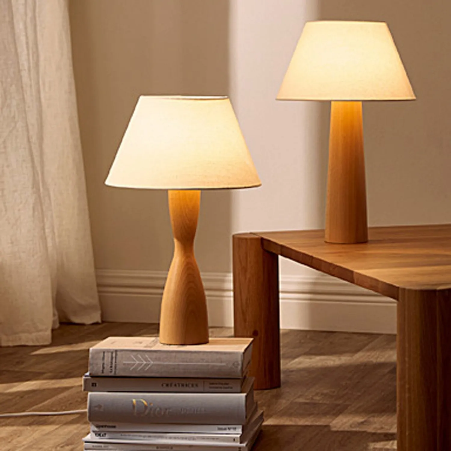 The Decent Living Beech Table Lamp Set