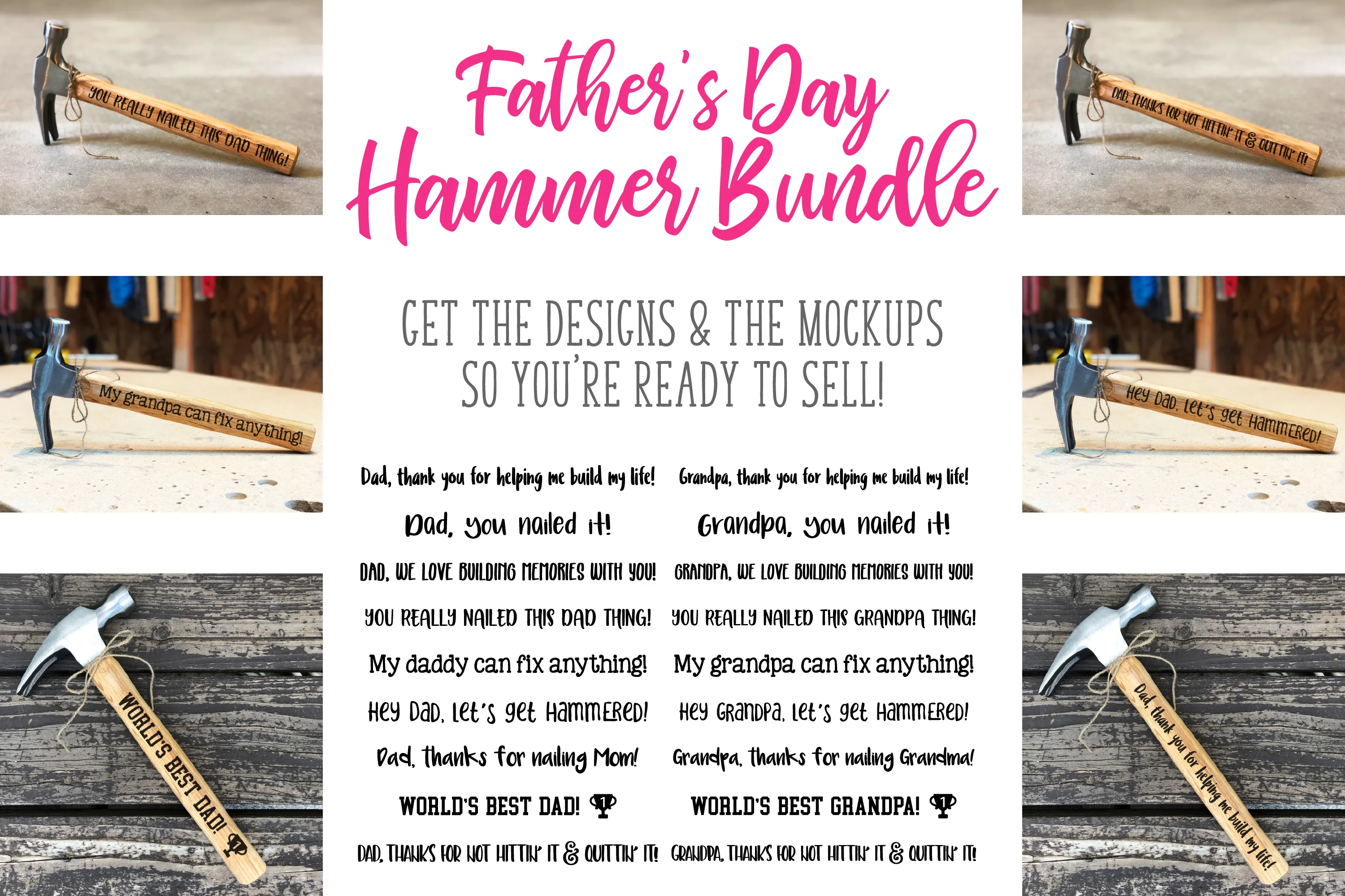 The Father's Day Hammer Bundle - SVG Files & Mockups!