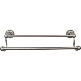 Top Knobs ED7APF Edwardian Bath Towel Bar 18 In. Double - Rope Backplate Antique Pewter