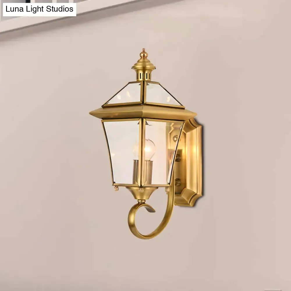 Traditional Brass Birdcage Wall Lamp with 1 Light for Balcony Mount, 14"/15" Height