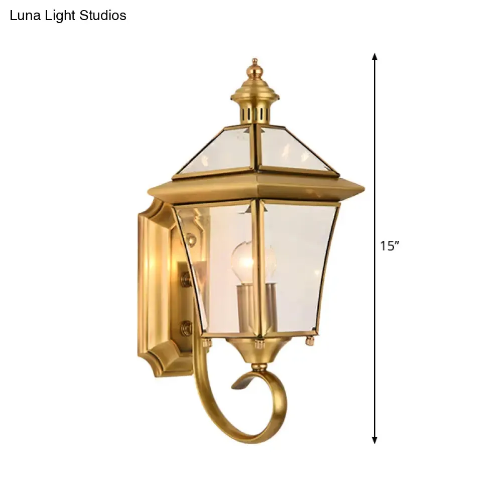 Traditional Brass Birdcage Wall Lamp with 1 Light for Balcony Mount, 14"/15" Height