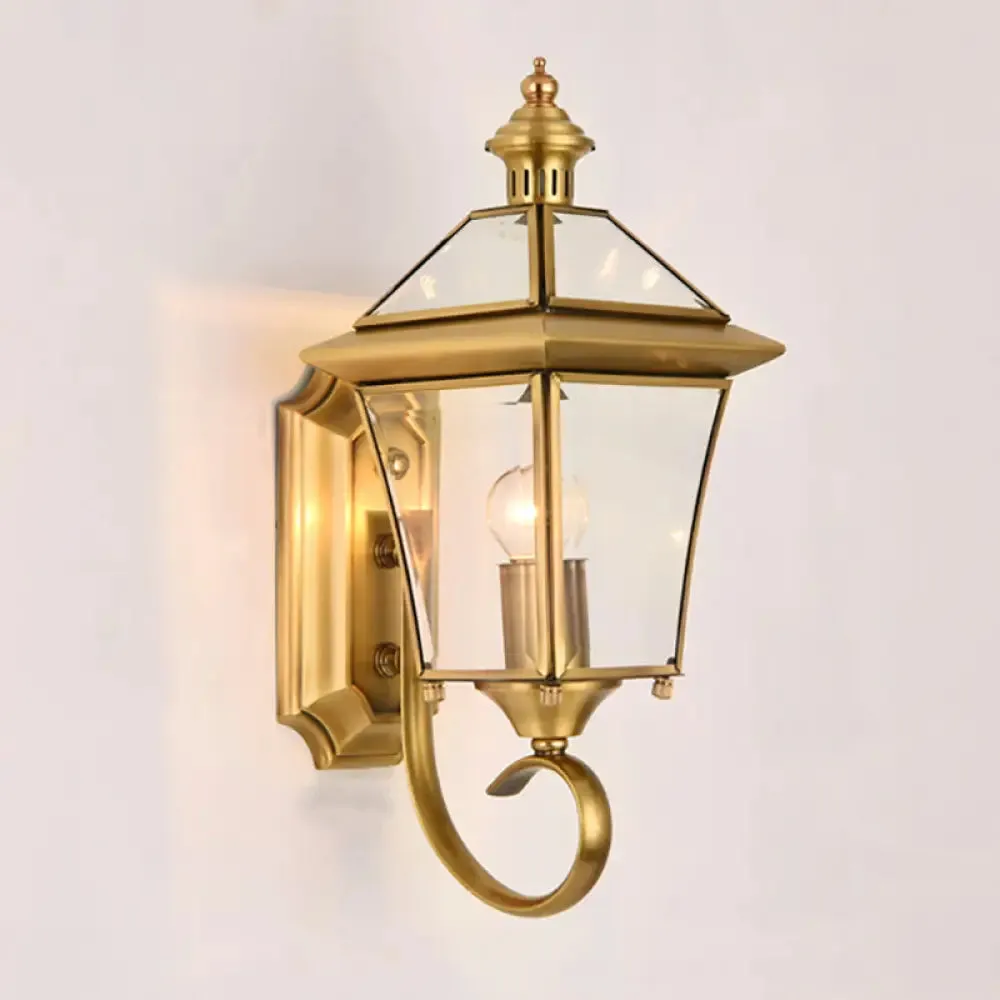 Traditional Brass Birdcage Wall Lamp with 1 Light for Balcony Mount, 14"/15" Height