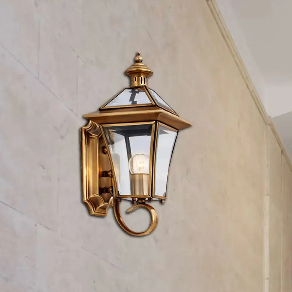 Traditional Brass Birdcage Wall Lamp with 1 Light for Balcony Mount, 14"/15" Height