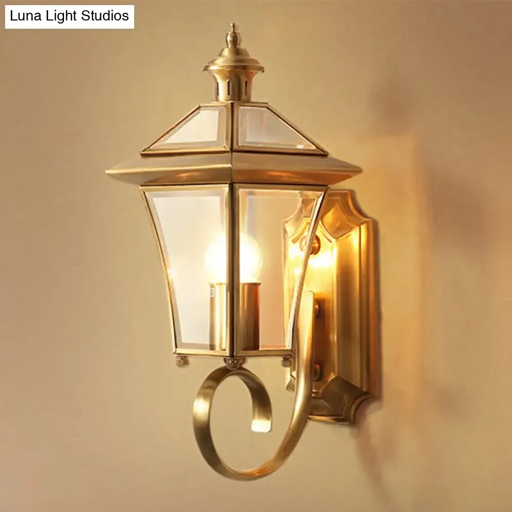 Traditional Brass Birdcage Wall Lamp with 1 Light for Balcony Mount, 14"/15" Height