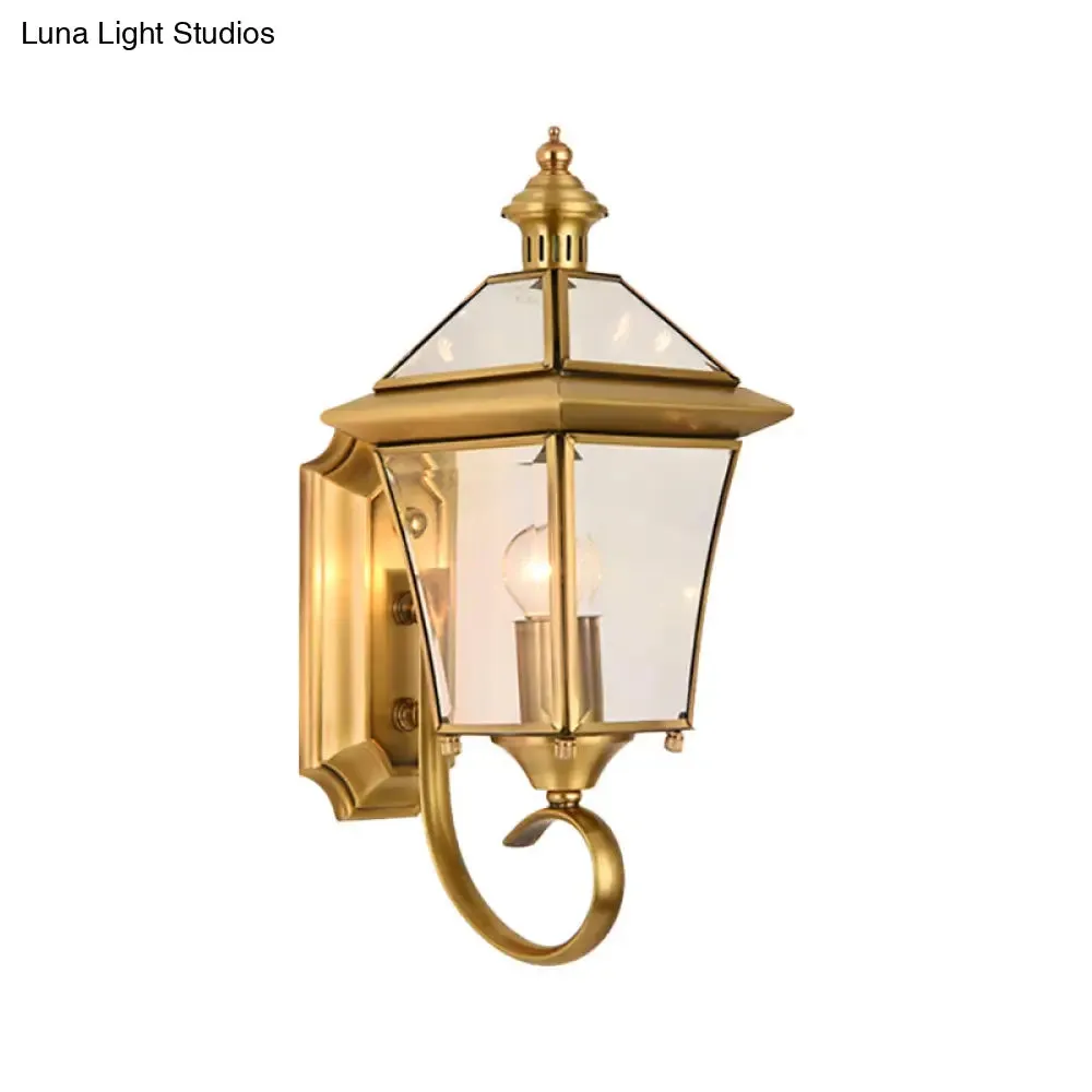 Traditional Brass Birdcage Wall Lamp with 1 Light for Balcony Mount, 14"/15" Height