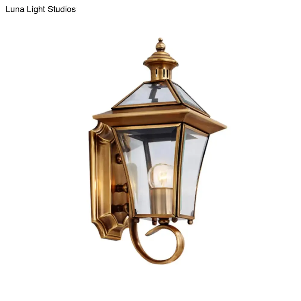 Traditional Brass Birdcage Wall Lamp with 1 Light for Balcony Mount, 14"/15" Height