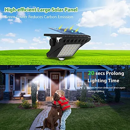 Tryme 45LEDs Solar Lights Outdoor Clip Motion Sensor Lights 3 Modes 3 Mounting Ways IP65 Waterproof Security Light for Fence, Deck, Wall, Garage, Patio (2 Pack)