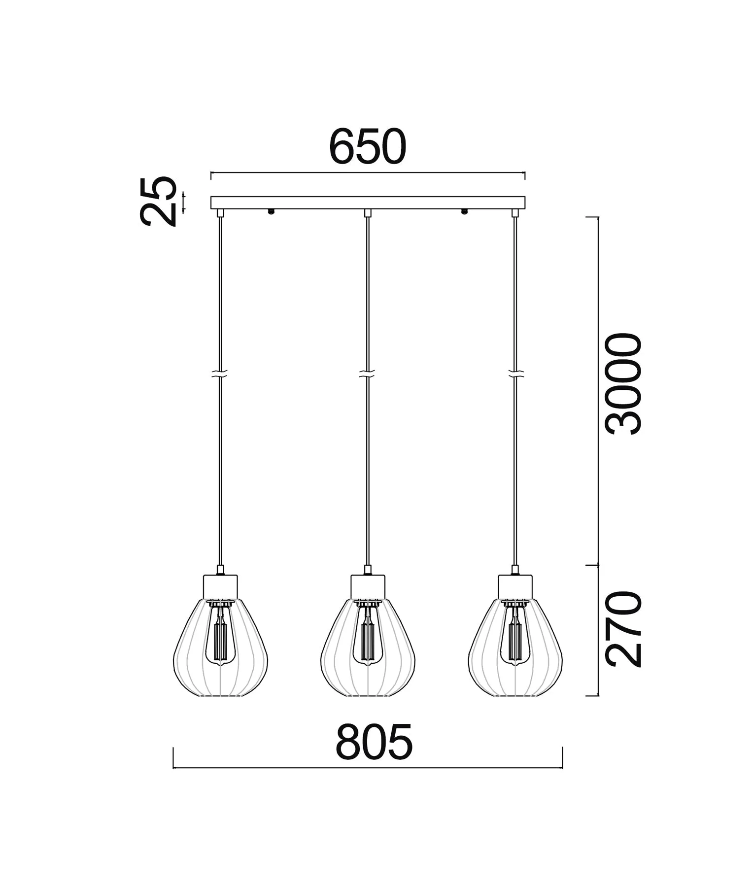 TULIP: Interior Bronze Amber / Smokey Black Wine Glass Ribbed Multiple Bar Base Pendant Lights