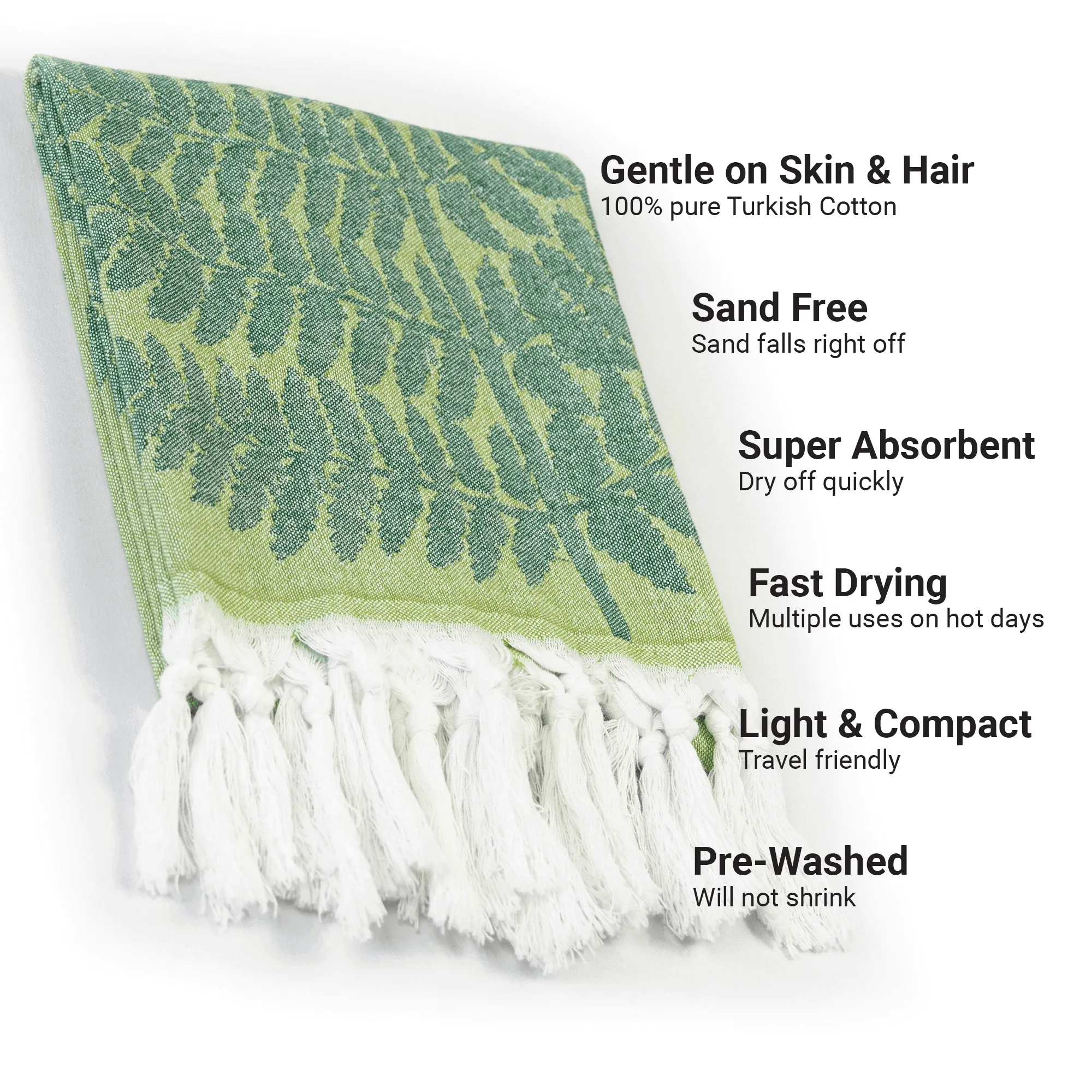 Turkish Cotton Hand Towel | Fern in Green