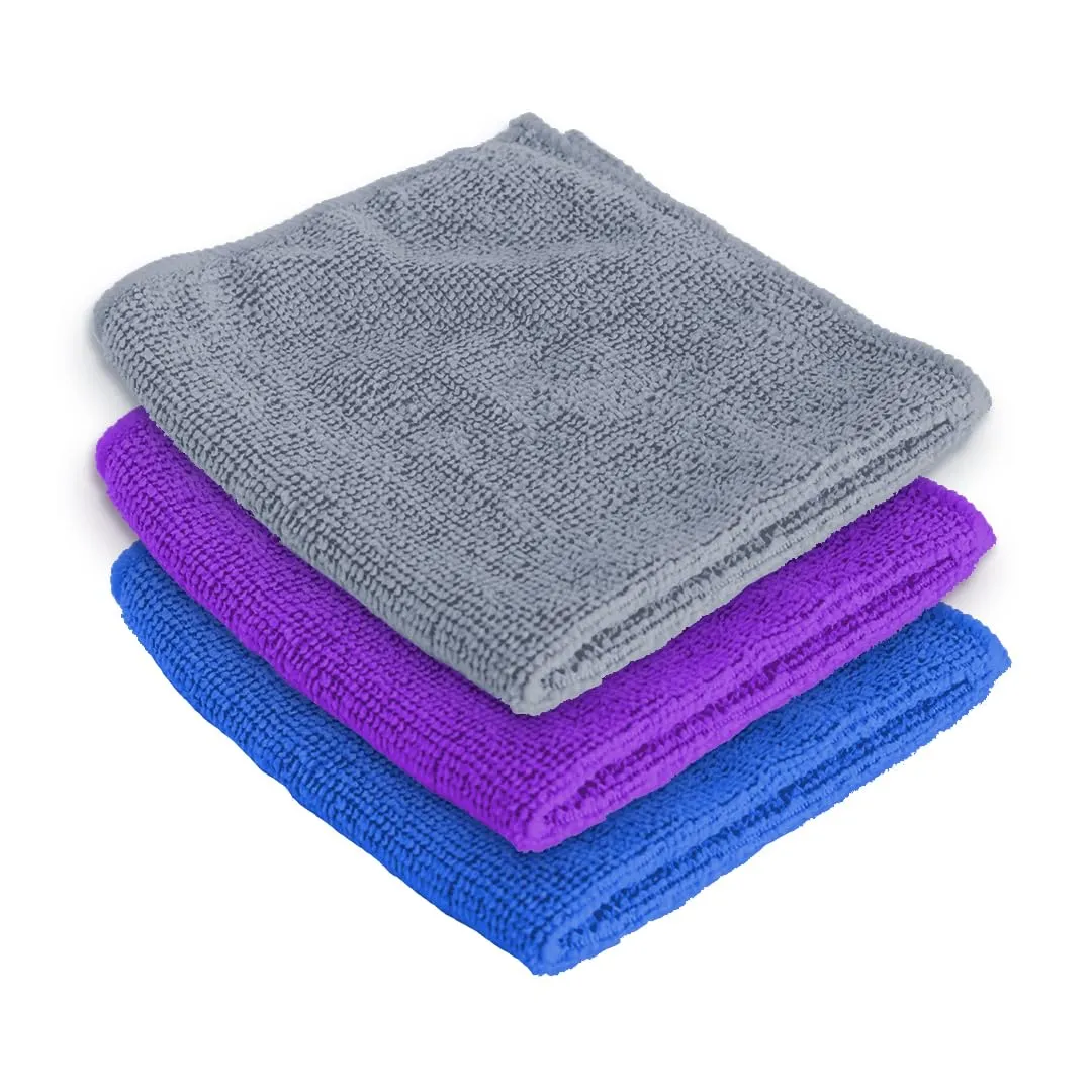 UMAI Microber Face Towel (40cmX60cm) 400 GSM - Super Absorbent, Quick-Dry, Gentle on Skin, Super-Soft for Everyday Use | Microfiber Face Towel for Women & Men (Pack of 3, Blue-Grey-Purple)