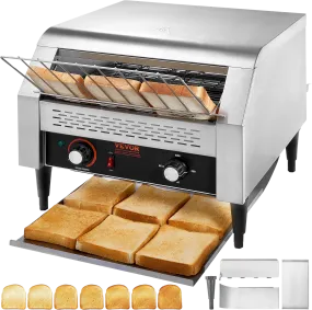 Vevor Commercial Conveyor Toaster 450 Slices per Hour 2600W 7 Speed Levels Stainless Steel New