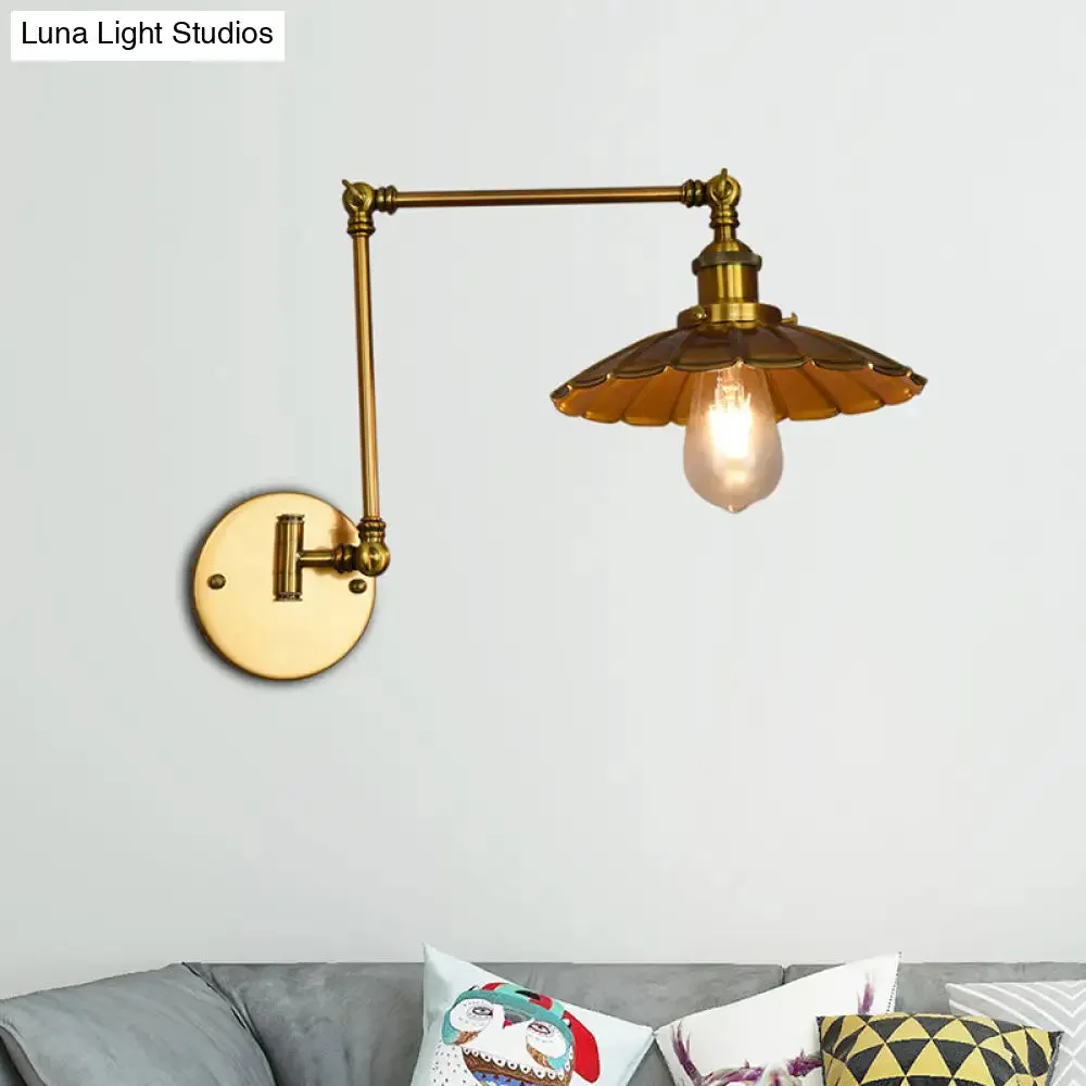 Vintage Brass Cone Pendant Ceiling Light for Living Room - 1-Light Metal Hanging Fixture