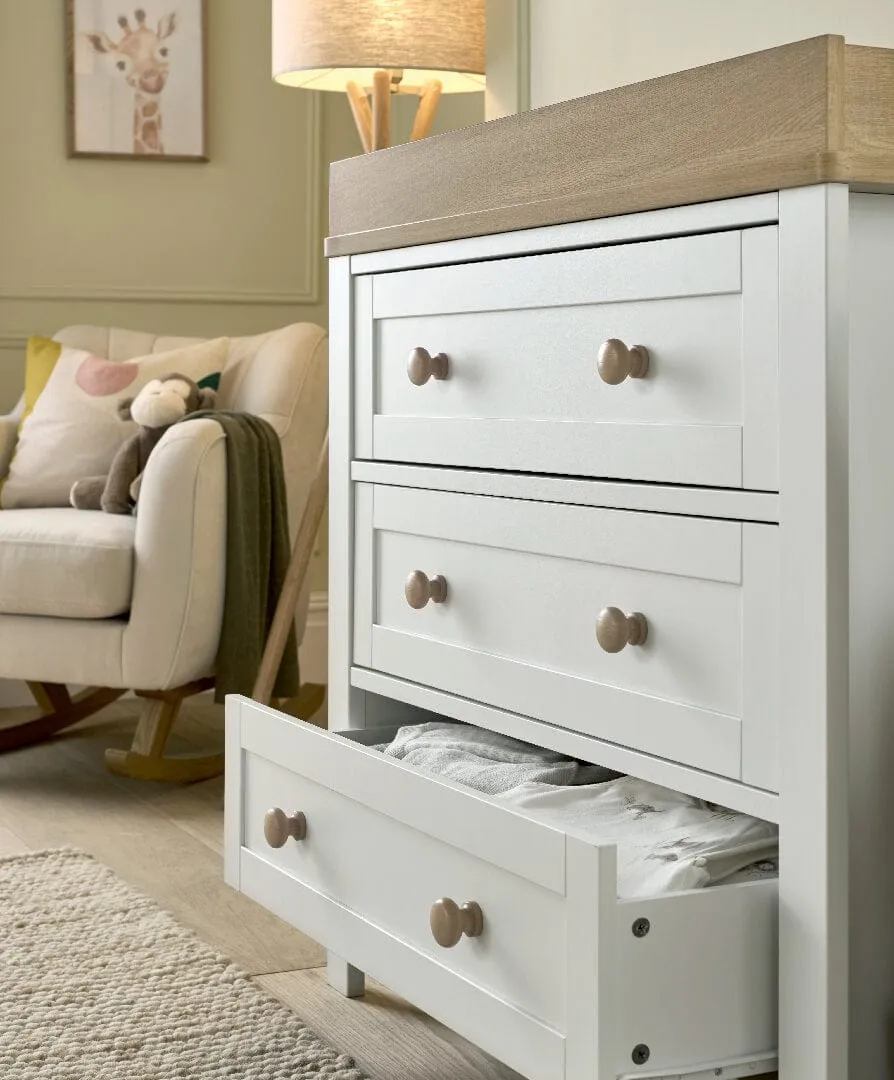 Wedmore 3 Piece Cotbed Range with Dresser Changer & Wardrobe - White/Natural