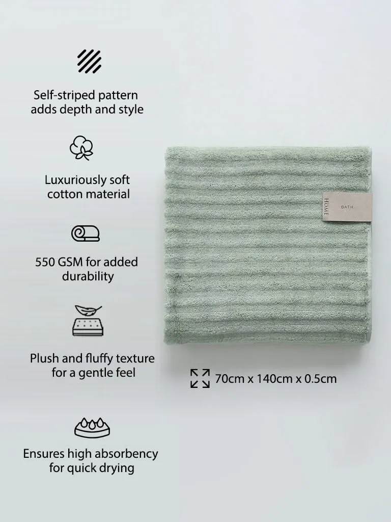 Westside Home Sage Green Self-Striped Bath Towel