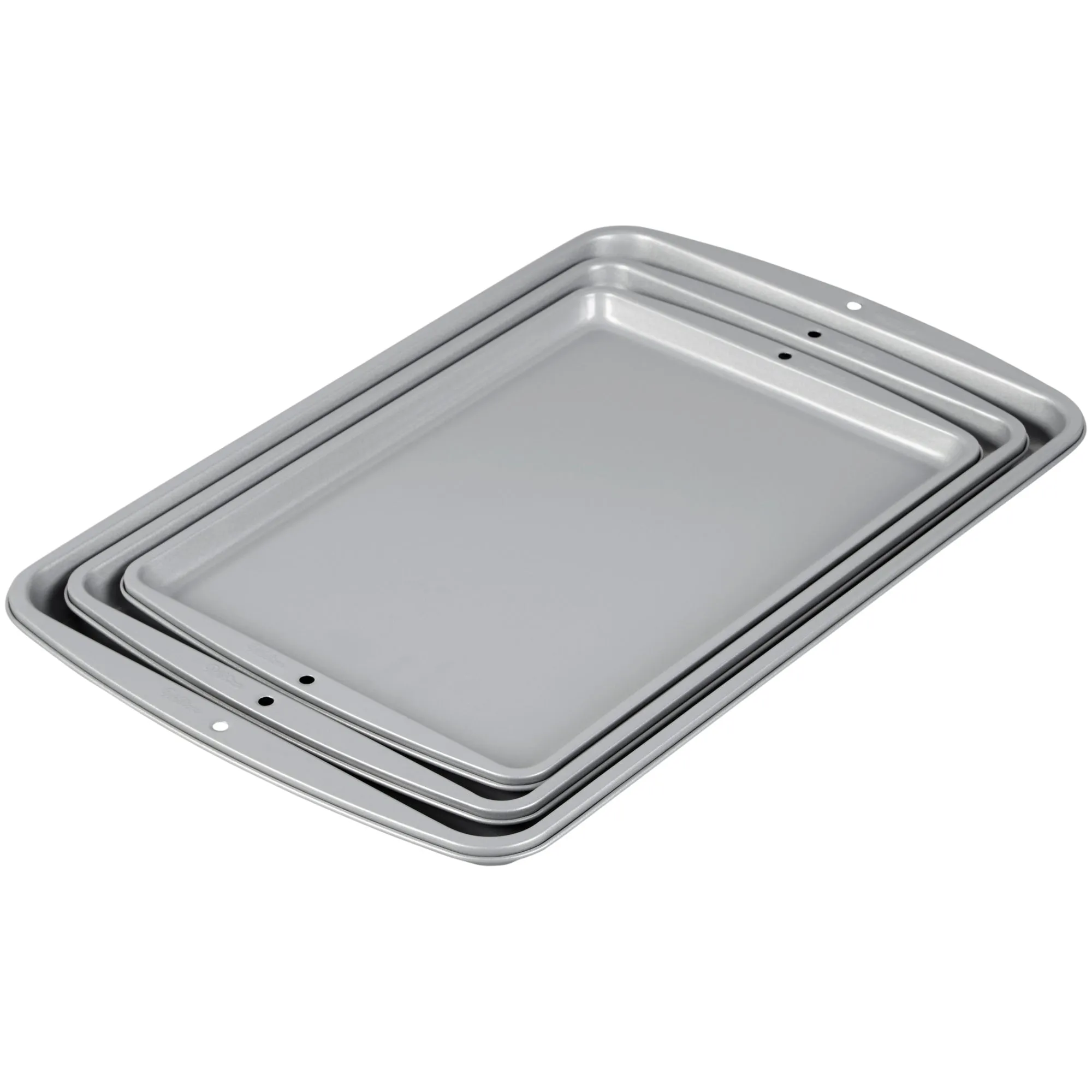 Wilton Non-Stick Warp-Resistant Cookie Sheet Set, Grey, 17.2-in x 11.5-in, 3 Pieces