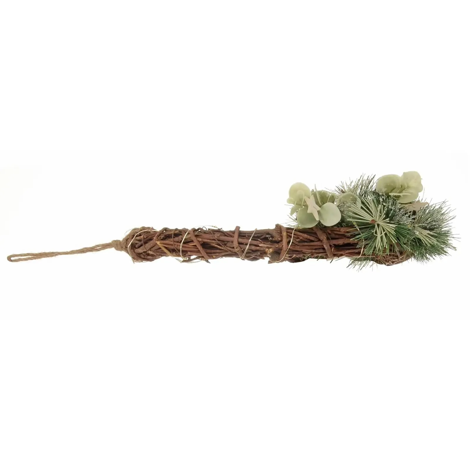 Woodland Twig Light Up Christmas Half Wreath Cones Foliage 33cm