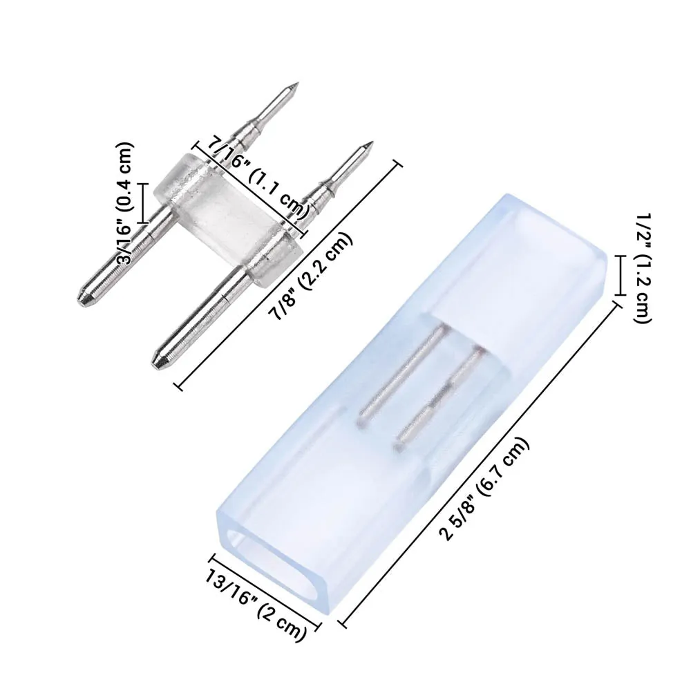 Yescom LED Neon Splice Kit 2-Wire Connectors & Pins 10-Set 14x7mm