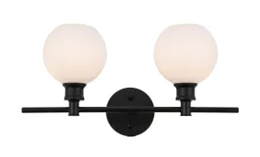 ZC121-LD2315BK - Living District: Collier 2 light Black and Frosted white glass Wall sconce