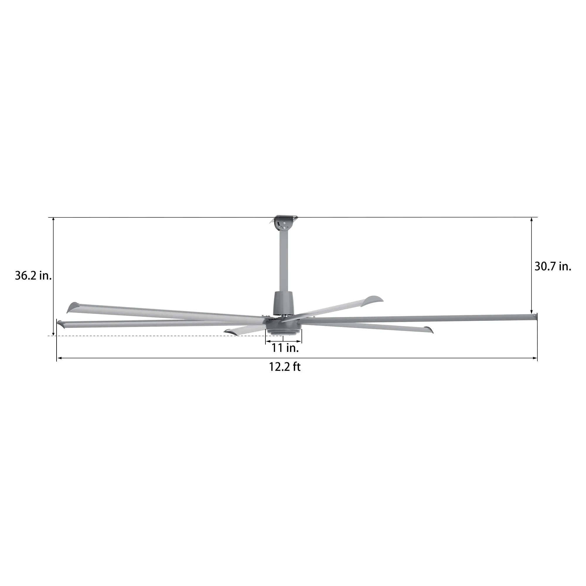 Zenon Indoor Commercial HVLS Ceiling Fan with Wall Controller 8ft to 12ft