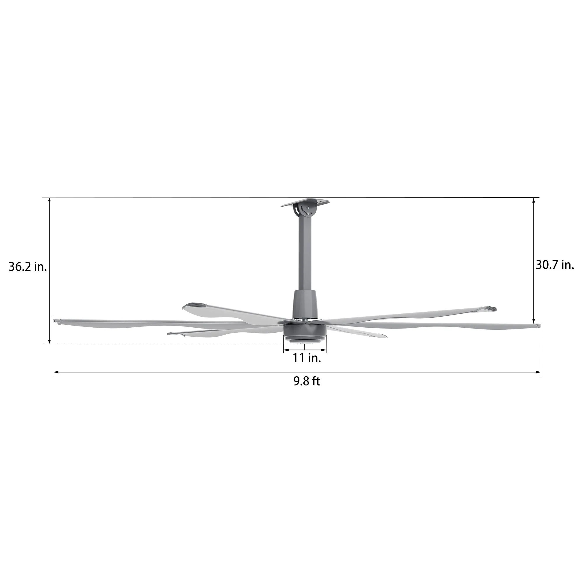 Zenon Indoor Commercial HVLS Ceiling Fan with Wall Controller 8ft to 12ft