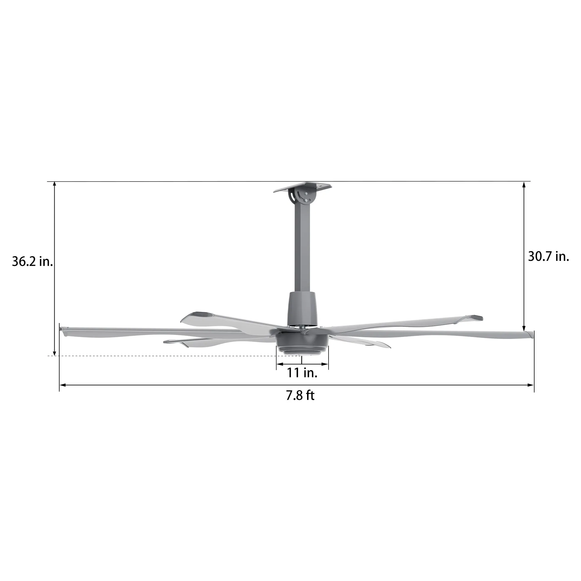 Zenon Indoor Commercial HVLS Ceiling Fan with Wall Controller 8ft to 12ft